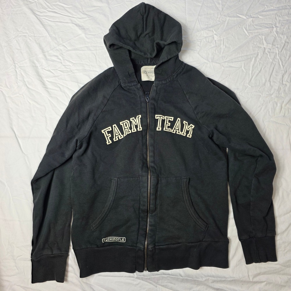 Loomstate for Chipotle Farm Team Full Zip Hoodie Black Organic Cotton Medium